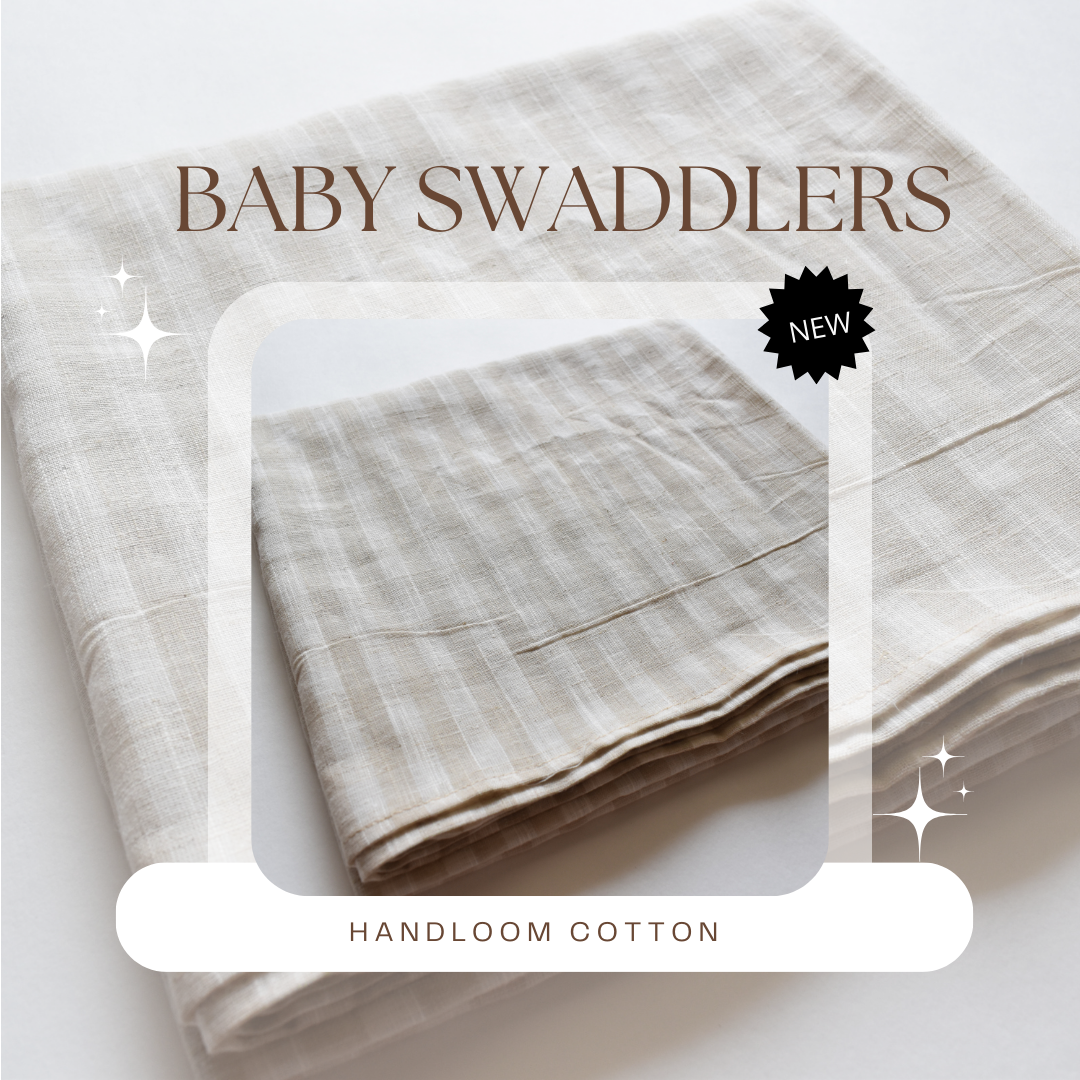 Handloom Cotton Baby Swaddler Brown and Beige - Gaabaa