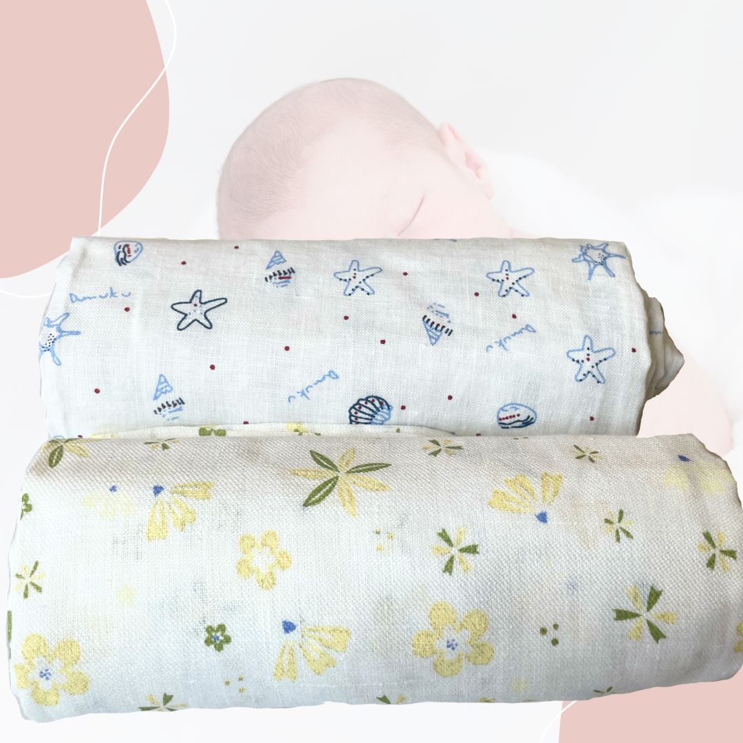 Luxury Linen Baby Swaddlers for New Born Babies 70cm by 55cm - Gaabaa