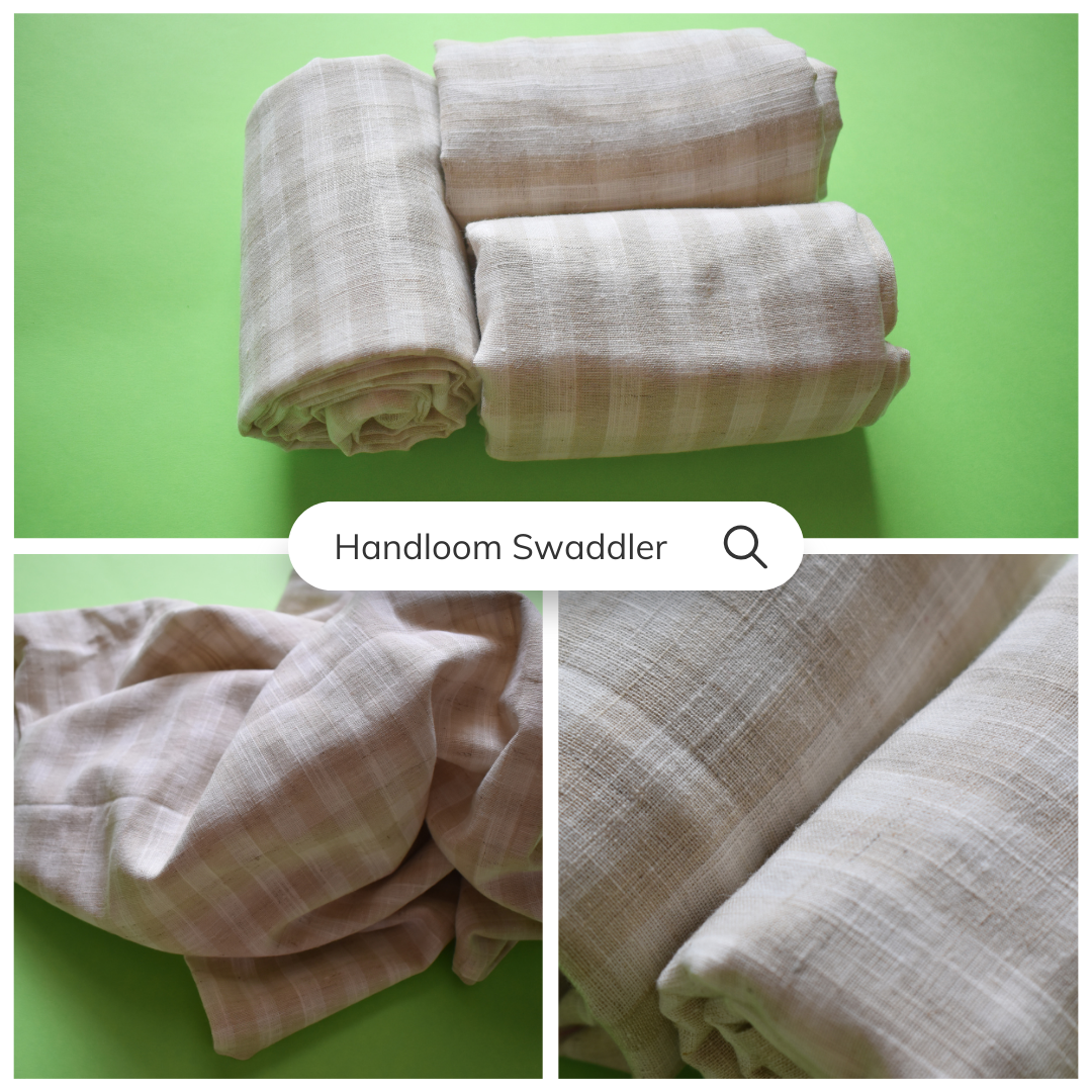 Handloom Cotton Baby Swaddler Brown and Beige - Gaabaa