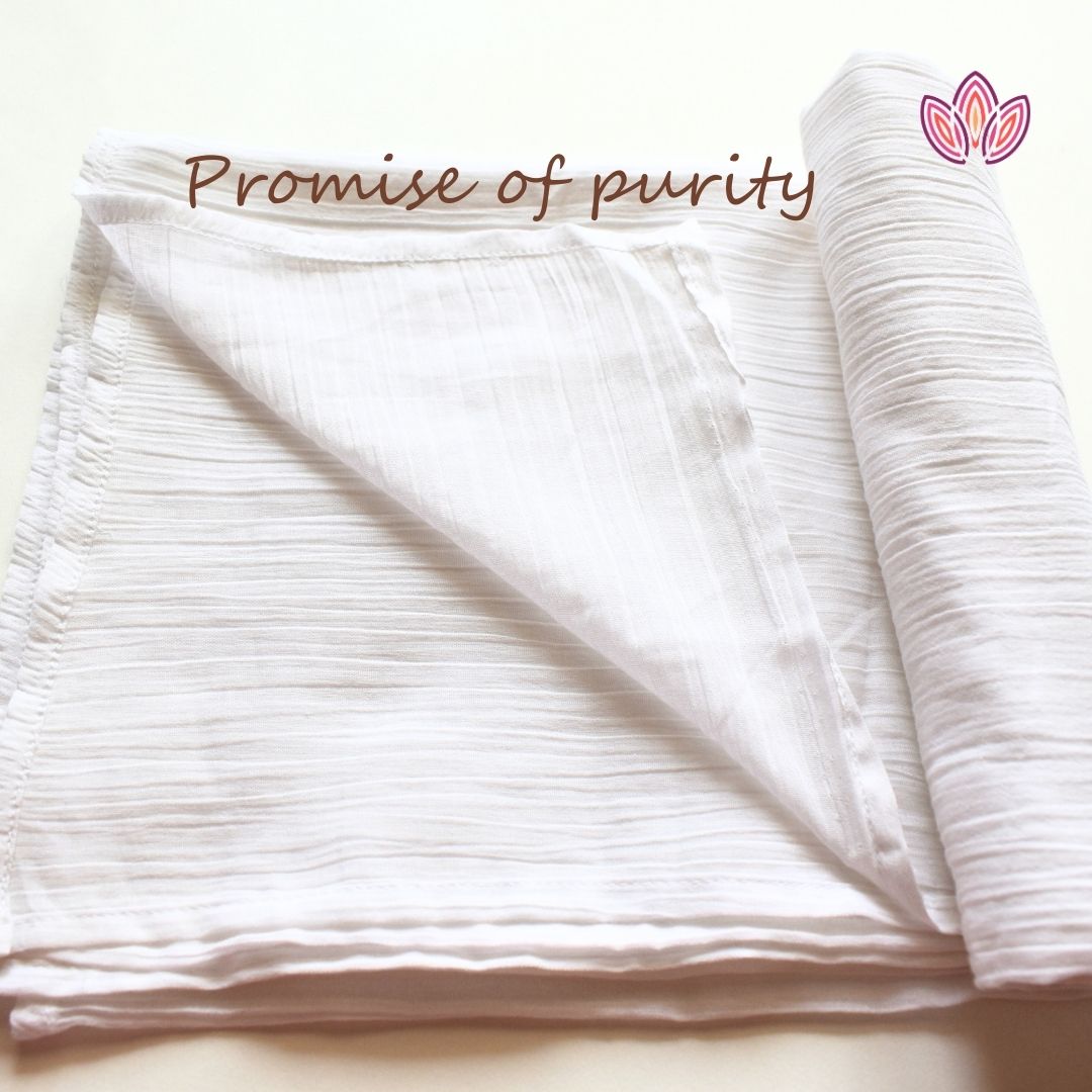 Pure White 100% Cotton Swaddler Wrap for Newborn Baby 100 cm by 100 cm - Gaabaa