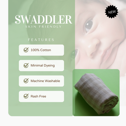 Handloom Cotton Baby Swaddler Brown and Beige - Gaabaa