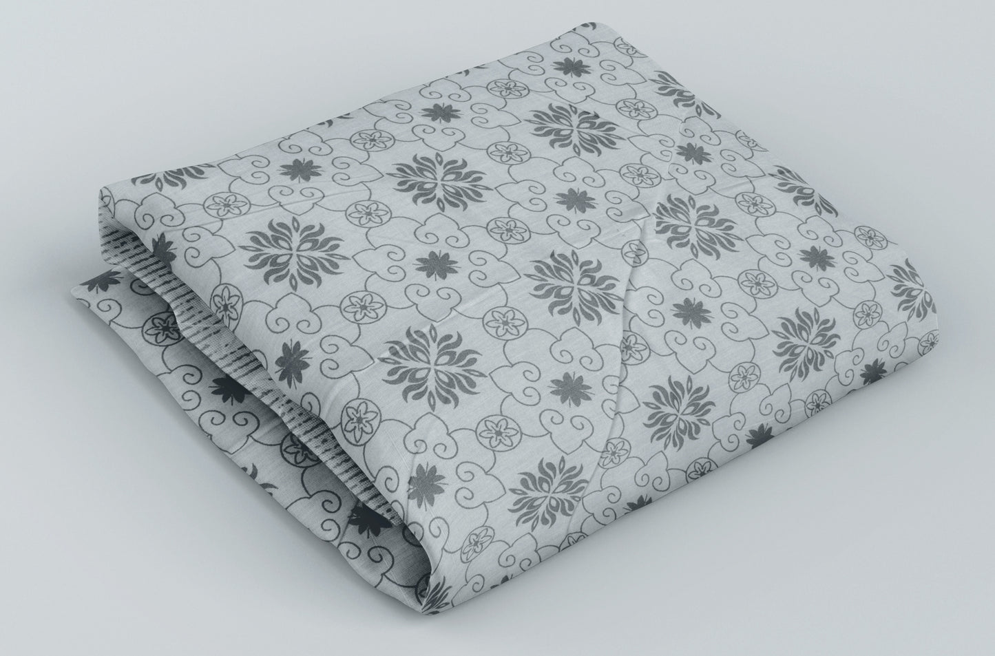 Unisex 100% Cotton Thin Summer Blanket (Dohar) - Grey Motif - Gaabaa