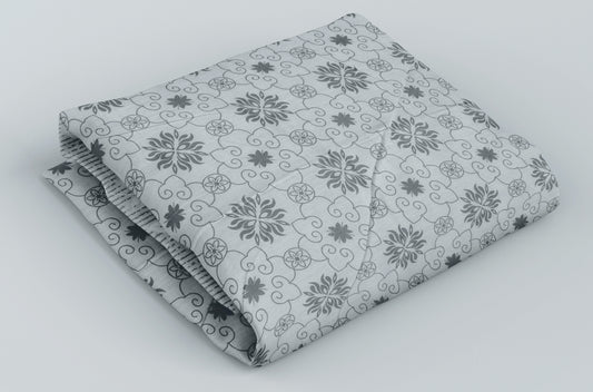 Unisex 100% Cotton Thin Summer Blanket (Dohar) - Grey Motif - Gaabaa