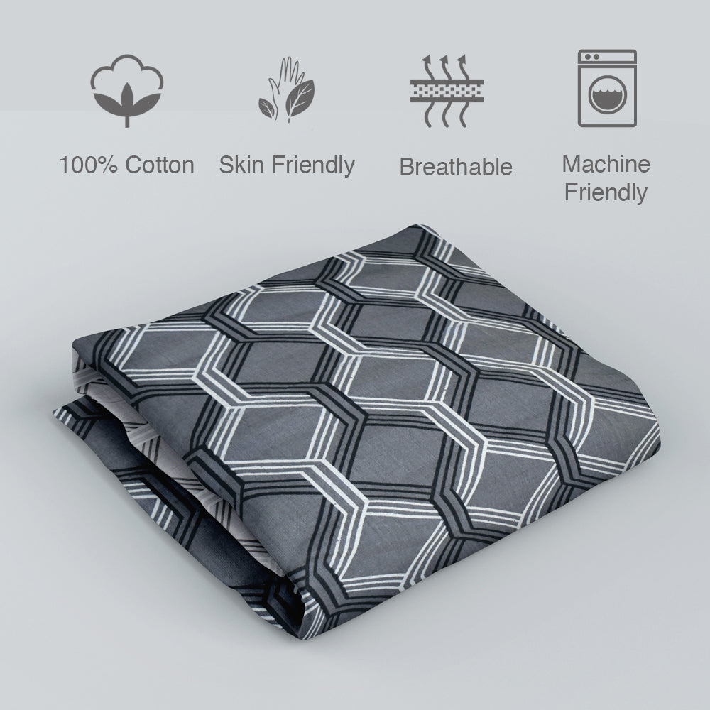 Unisex 100% Cotton Thin Summer Blanket (Dohar) - Grey Honeycomb - Gaabaa