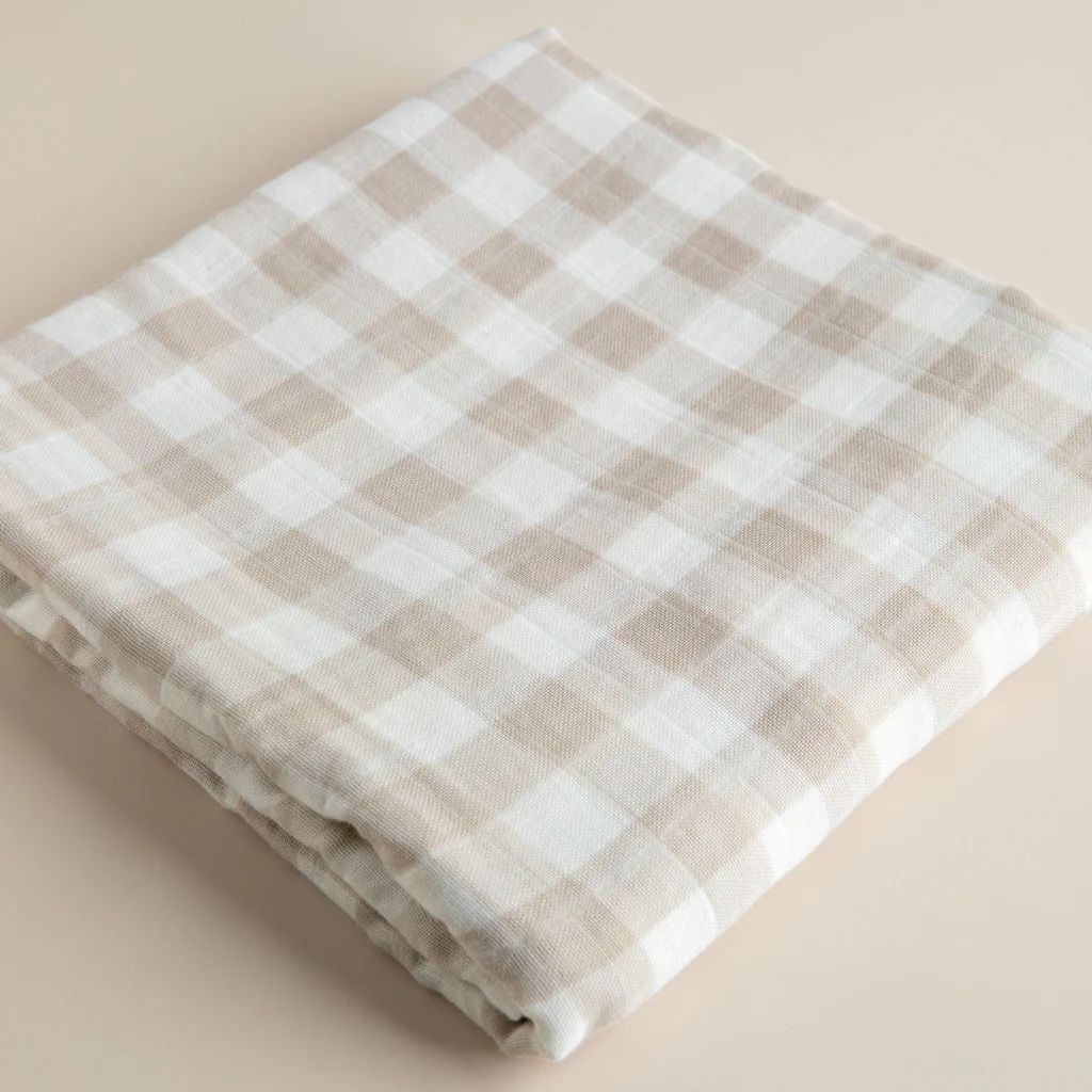 Handloom Cotton Premium Baby Swaddle Wrap Brown and Beige Checks